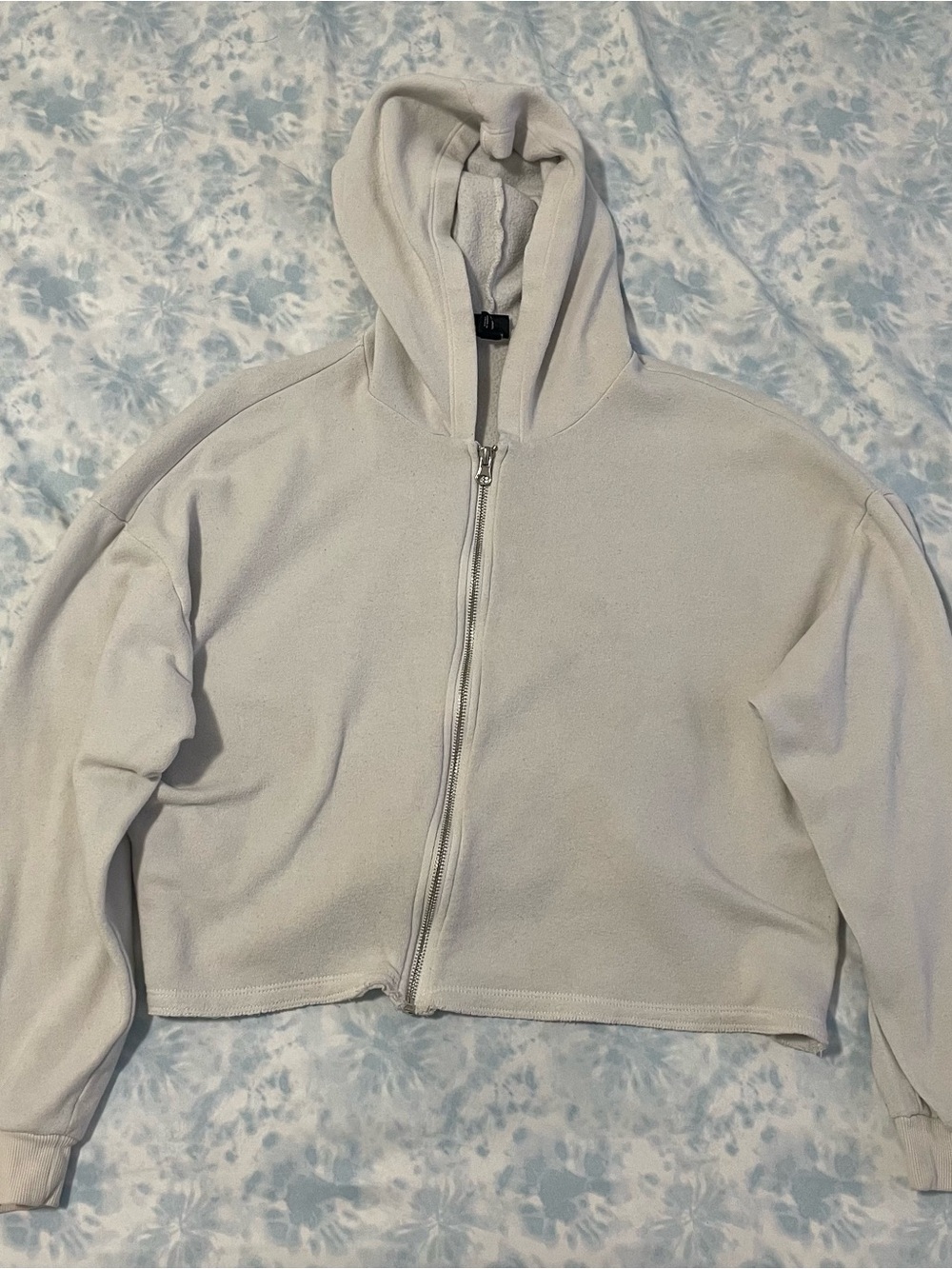 art class Cropped Hooded Zip Jacket in White